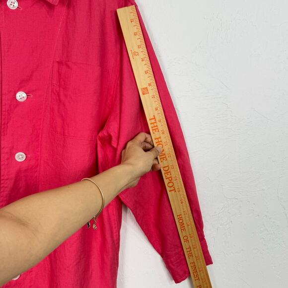 Vtg Ralph Lauren L/S Button up Tunic Top Size 8 Pink 100% Linen - Picture 8 of 9